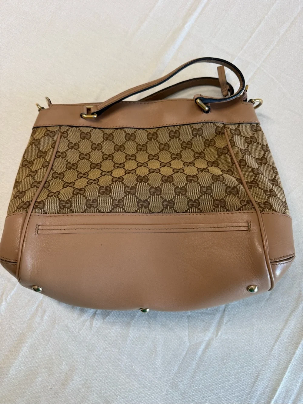 Gucci Tan/Brown GG Canvas and Leather Shoulder Bag